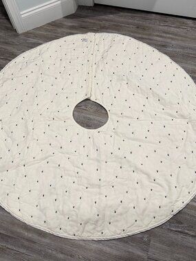Hearth & Hand Magnolia Embroidered Tree Skirt 50 Inches White Black X Stitches